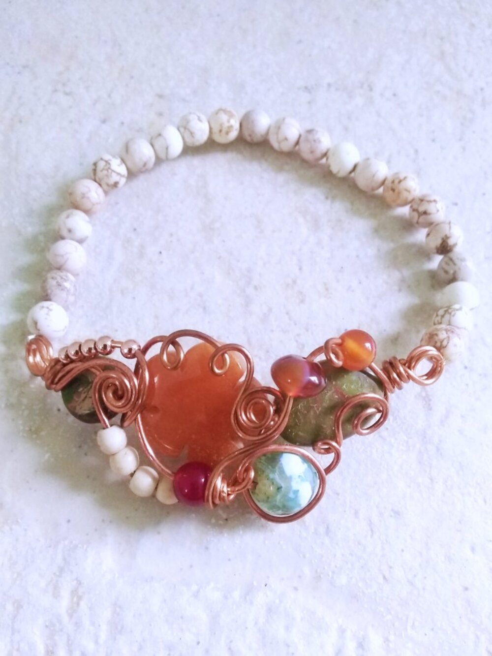 Handmade Unique & OOAK - Feminine Wire Wrapped Cluster Bracelet - 7-7.5" Wrist